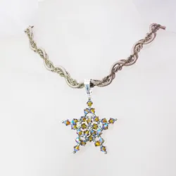 Pendant 45cm - Crater-Khaki Braid - Pendant 45cm - Laiton argenté